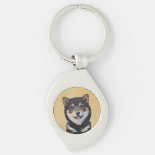 Shiba Inu (Black and Tan) Painting - Dog Art Key Ring