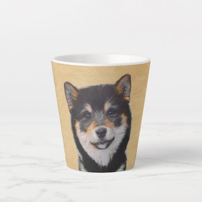 Shiba Inu (Black and Tan) Painting - Dog Art Latte Mug (Front)