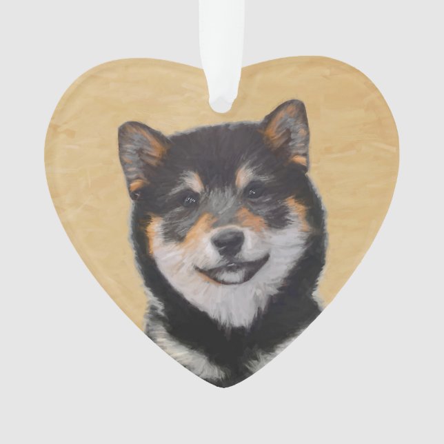 Shiba Inu (Black and Tan) Painting - Dog Art Ornament (Front)
