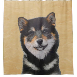 Shiba Inu (Black and Tan) Painting - Dog Art Shower Curtain