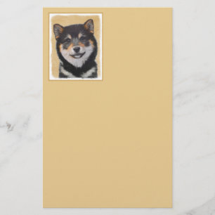 Shiba Inu (Black and Tan) Painting - Dog Art Stationery