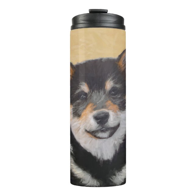 Shiba Inu (Black and Tan) Painting - Dog Art Thermal Tumbler (Front)