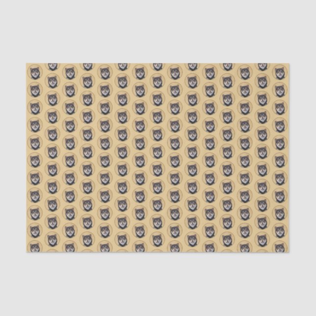 Shiba Inu (Black and Tan) Painting - Dog Art Tissue Paper (Front)