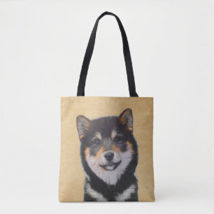 Shiba Inu (Black and Tan) Painting - Dog Art Tote Bag