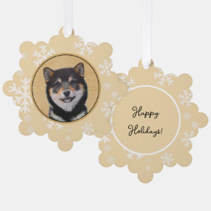 Shiba Inu (Black and Tan) Painting - Dog Art Tree Decoration Card
