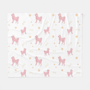 Shiba Inu Blanket – Minimal Pastel Pink Gift