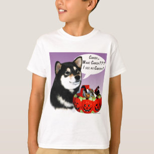 Shiba Inu (blk) Halloween Candy T-Shirt