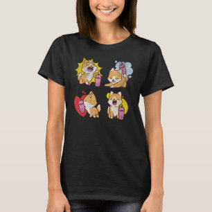Shiba Inu Bubble Boba Tea Lover Heart Retro Vintag T-Shirt