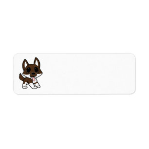 shiba inu cartoon red sesame return address label
