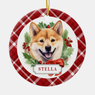 Shiba Inu Ceramic Circle Ornament
