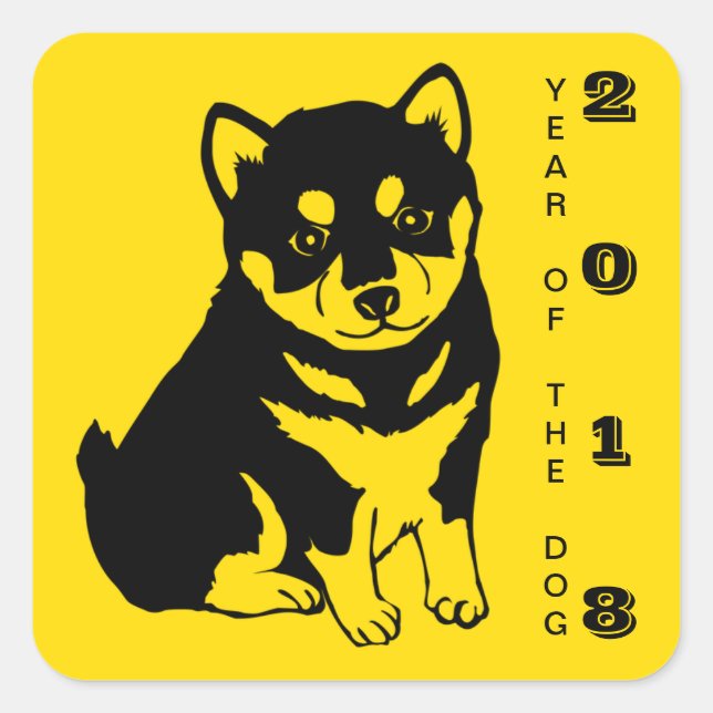 Shiba Inu Chinese Dog Year 2018 Square Sticker (Front)