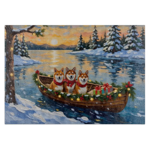 Shiba Inu Christmas Boat Holiday Cutting Board