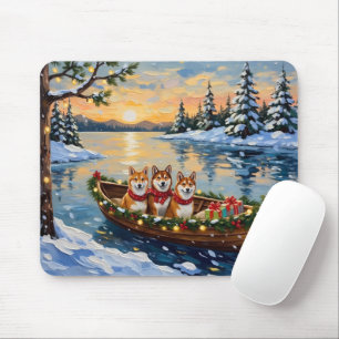 Shiba Inu Christmas Boat Holiday Mouse Pad
