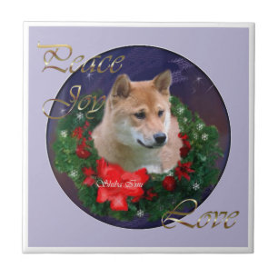 Shiba Inu Christmas Ceramic Tile