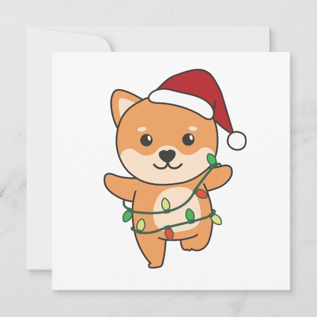 Shiba Inu Christmas Winter Cute Dogs Holiday Card (Front)