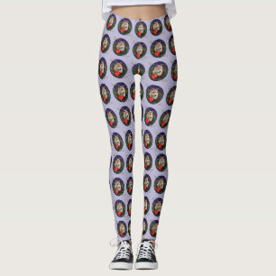 Shiba Inu Christmas Wreath Leggings