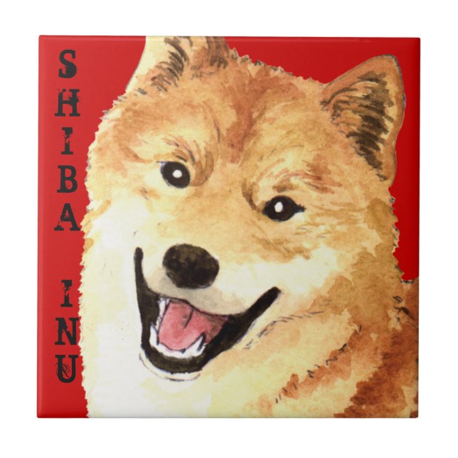 Shiba Inu Colour Block Ceramic Tile (Front)