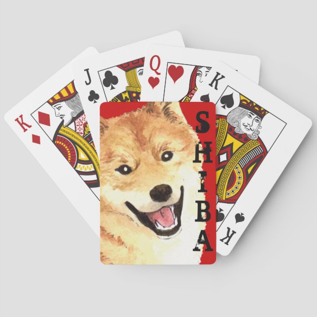 Shiba Inu Colour Block Playing Cards (Back)