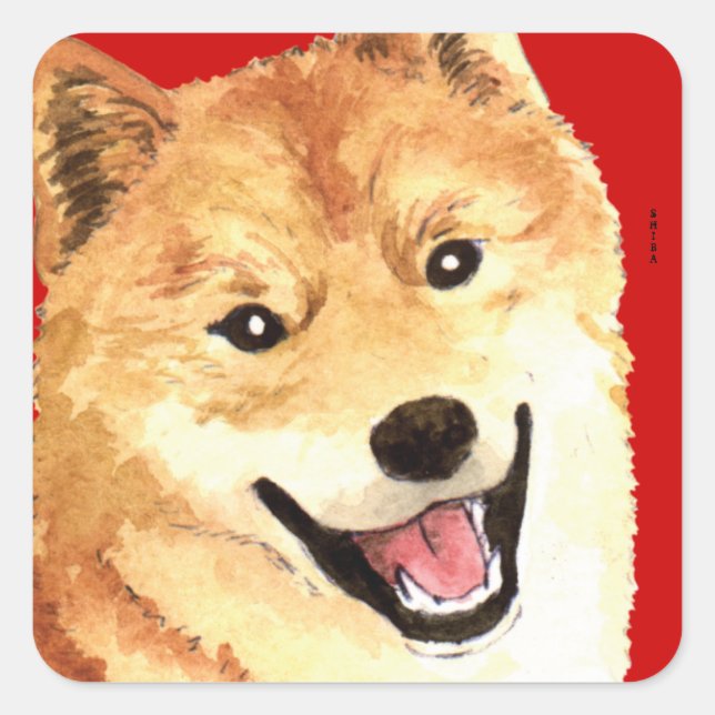 Shiba Inu Colour Block Square Sticker (Front)