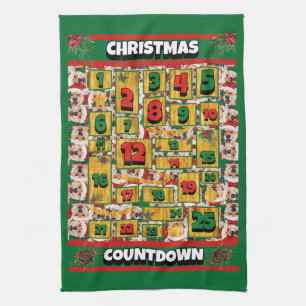Shiba Inu Countdown Christmas Advent Calendar Dog Tea Towel