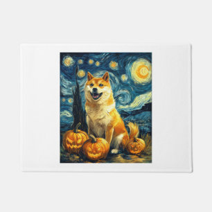 Shiba Inu Cute Dog Halloween Jack O Lantern Pumpki Doormat