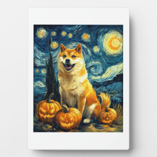 Shiba Inu Cute Dog Halloween Jack O Lantern Pumpki Plaque