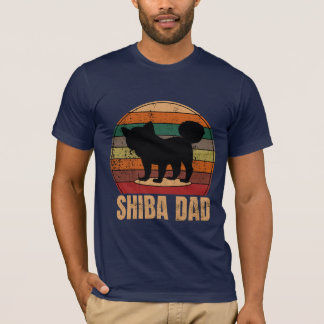 Shiba Inu Dad Retro Sunset Design T-Shirt