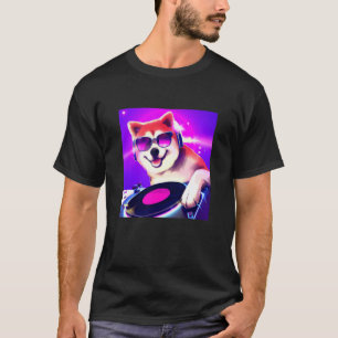 Shiba Inu DJ Party Club Disc Jockey Gif EDM Dance T-Shirt