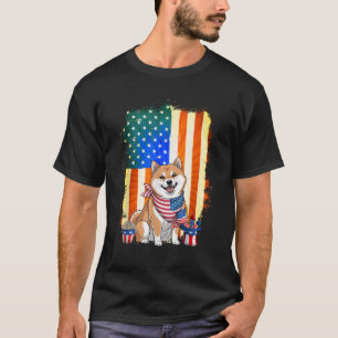 Shiba Inu Dog American Flag Dog Lovers 4th Of July T-Shirt