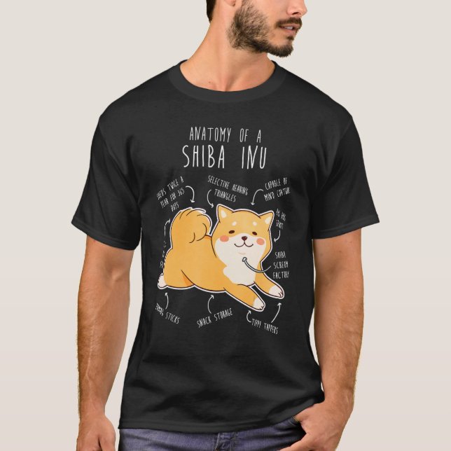 Shiba Inu Dog Anatomy  Pet Red Shibe Mum Cute Doge T-Shirt (Front)