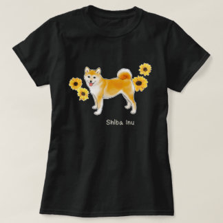 Shiba Inu Dog and Sunflowers T-Shirt