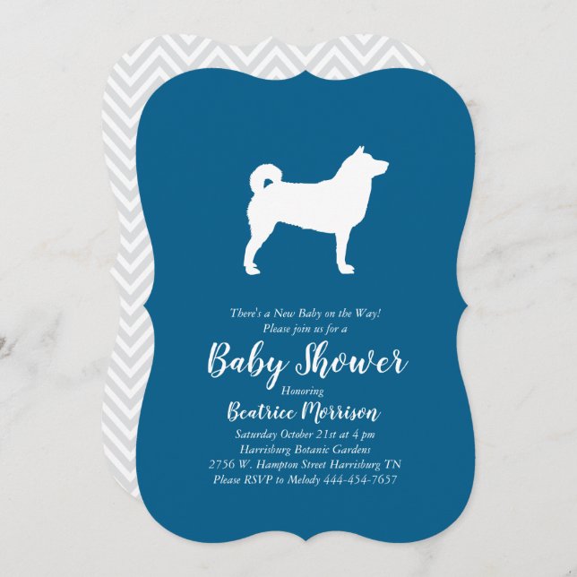 Shiba Inu Dog Baby Shower Boy Blue Invitation (Front/Back)
