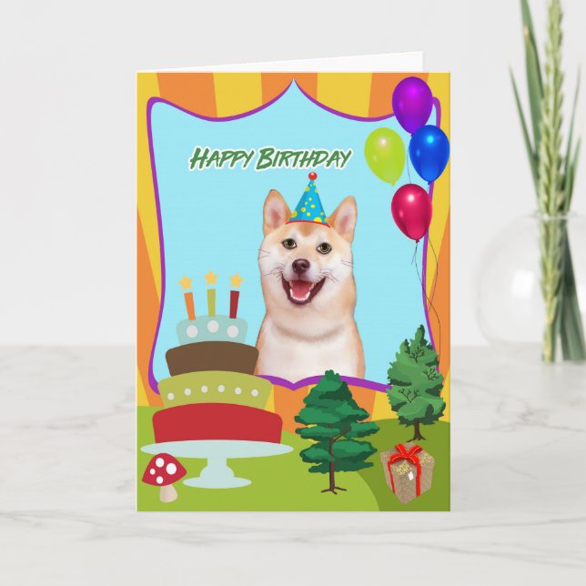 Shiba Inu Dog Birthday Card (Front)