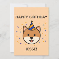 Shiba Inu Dog | Blue & Orange Birthday Flat