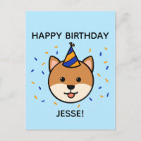 Shiba Inu Dog | Blue & Orange Birthday Greeting