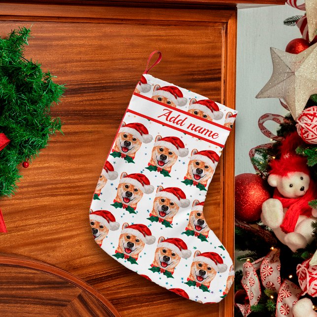 Shiba Inu Dog Breed Christmas Stars Small Christmas Stocking (Creator Uploaded)