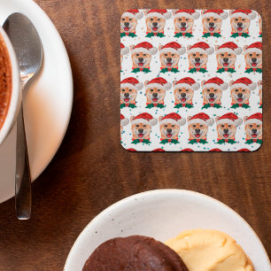 Shiba Inu Dog Breed Christmas Stars Square Paper Coaster