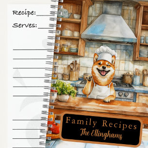Shiba Inu Dog Chef Spiral Recipe Book