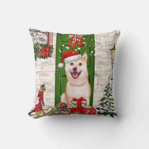 Shiba Inu Dog Christmas Cushion