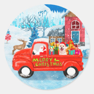 Shiba Inu Dog Christmas Delivery Truck Snow Classic Round Sticker