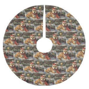 Shiba Inu Dog Christmas Festive Brushed Polyester Tree Skirt