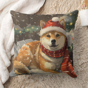 Shiba Inu Dog Christmas Festive Cushion