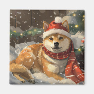 Shiba Inu Dog Christmas Festive Magnet