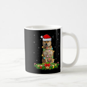 Shiba Inu Dog Christmas Lights Funny Santa Hat Xma Coffee Mug