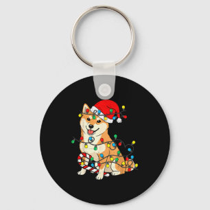 Shiba Inu Dog Christmas Lights Santa Xmas Pet Dog Key Ring
