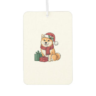 Shiba Inu Dog Christmas Outfits Santa Hat Dog Xmas Car Air Freshener