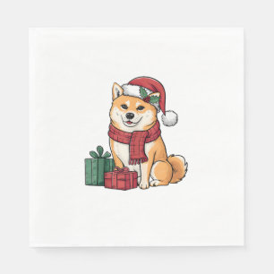 Shiba Inu Dog Christmas Outfits Santa Hat Dog Xmas Napkin