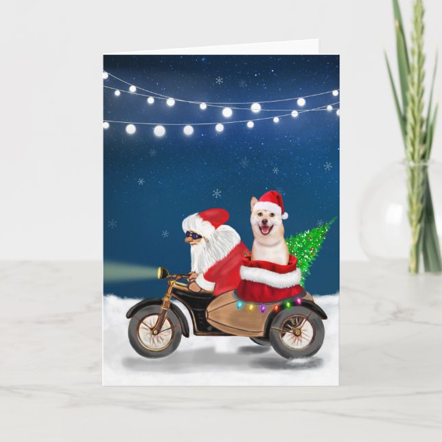Shiba Inu Dog Christmas Santa Claus   Card (Front)