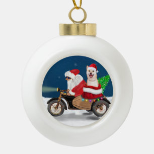 Shiba Inu Dog Christmas Santa Claus Ceramic Ball Christmas Ornament
