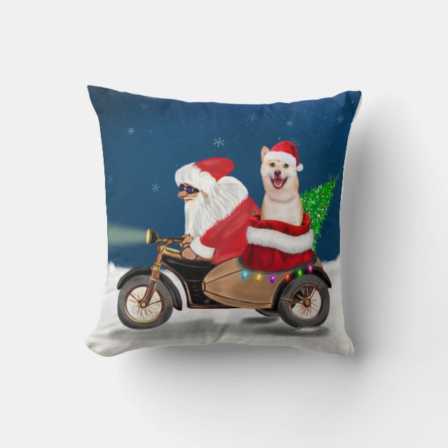 Shiba Inu Dog Christmas Santa Claus  Cushion (Front)